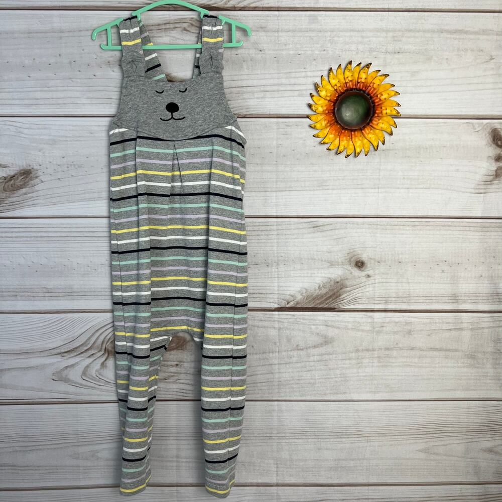 Hanna Andersson Kids Striped Bear‎ Romper Jumpsuit 3T Organic Cotton